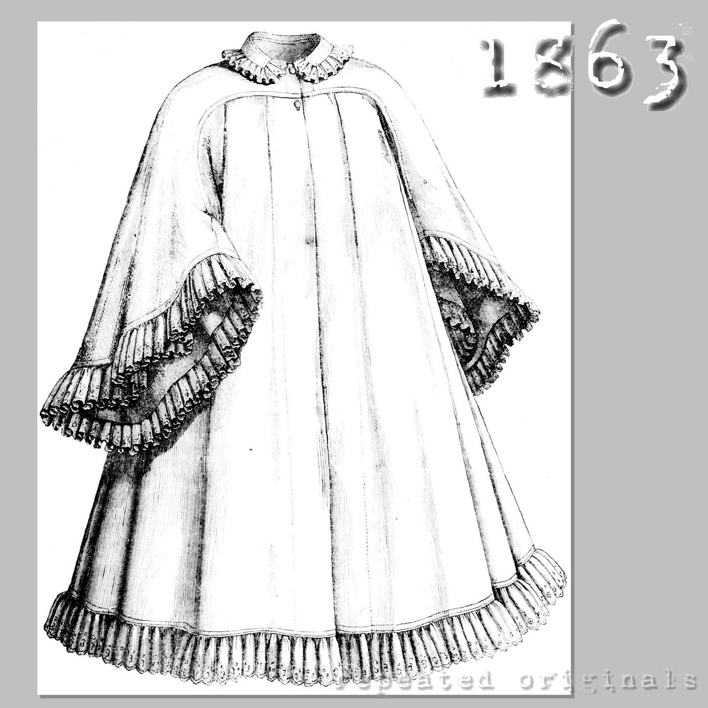 1863 Peignoir Sewing Pattern - INSTANT DOWNLOAD PDF