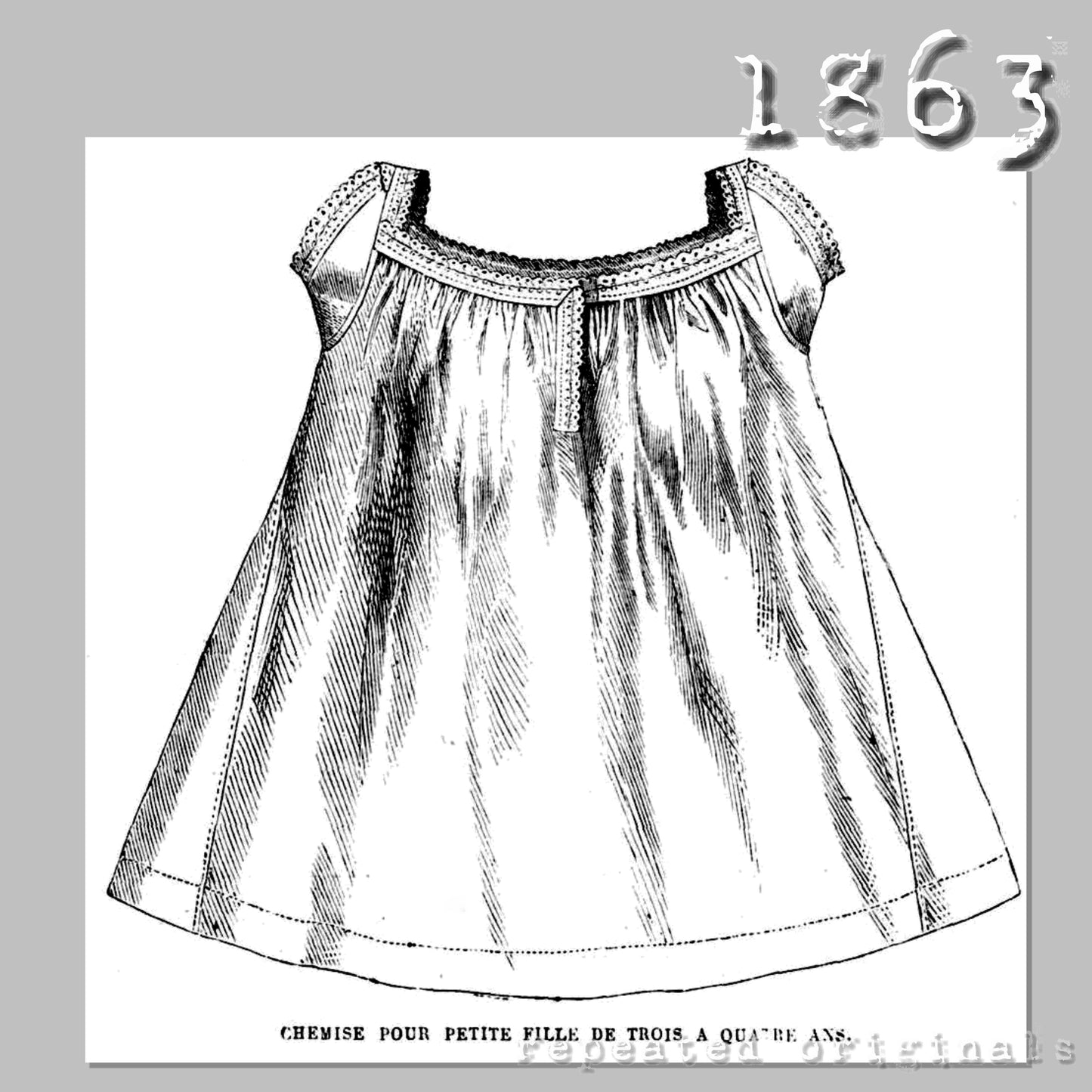 1863 Chemise for Girl 3 - 4 Years - INSTANT DOWNLOAD PDF