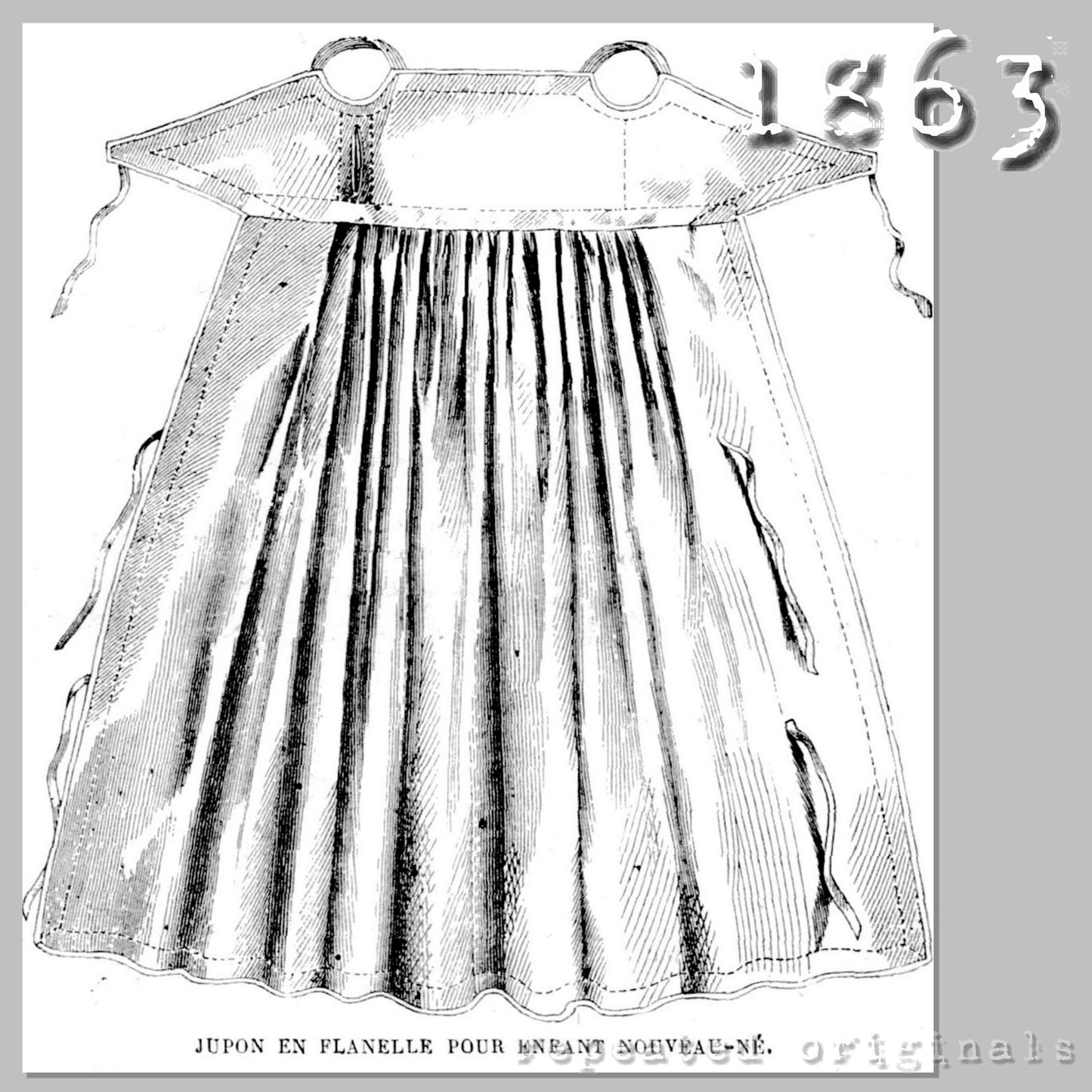 1863 Flannel Petticoat for Newborn Infant - INSTANT DOWNLOAD PDF