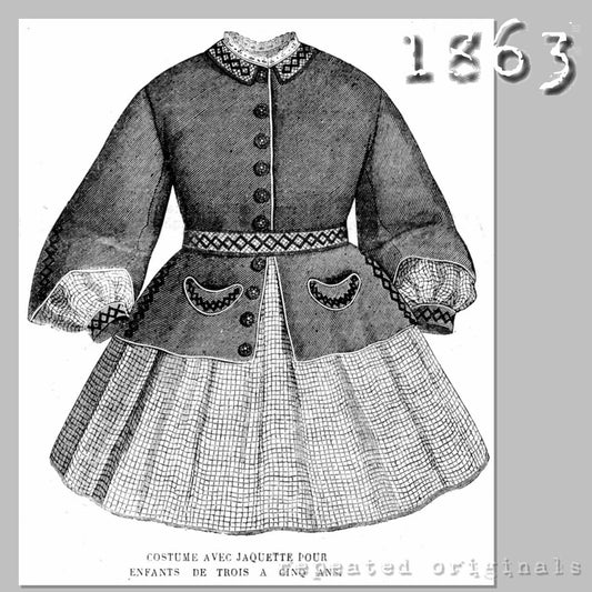 1863 Suit with Jacket Child 3 to 5 Sewing Pattern - INSTANT DOWNLOAD PDF