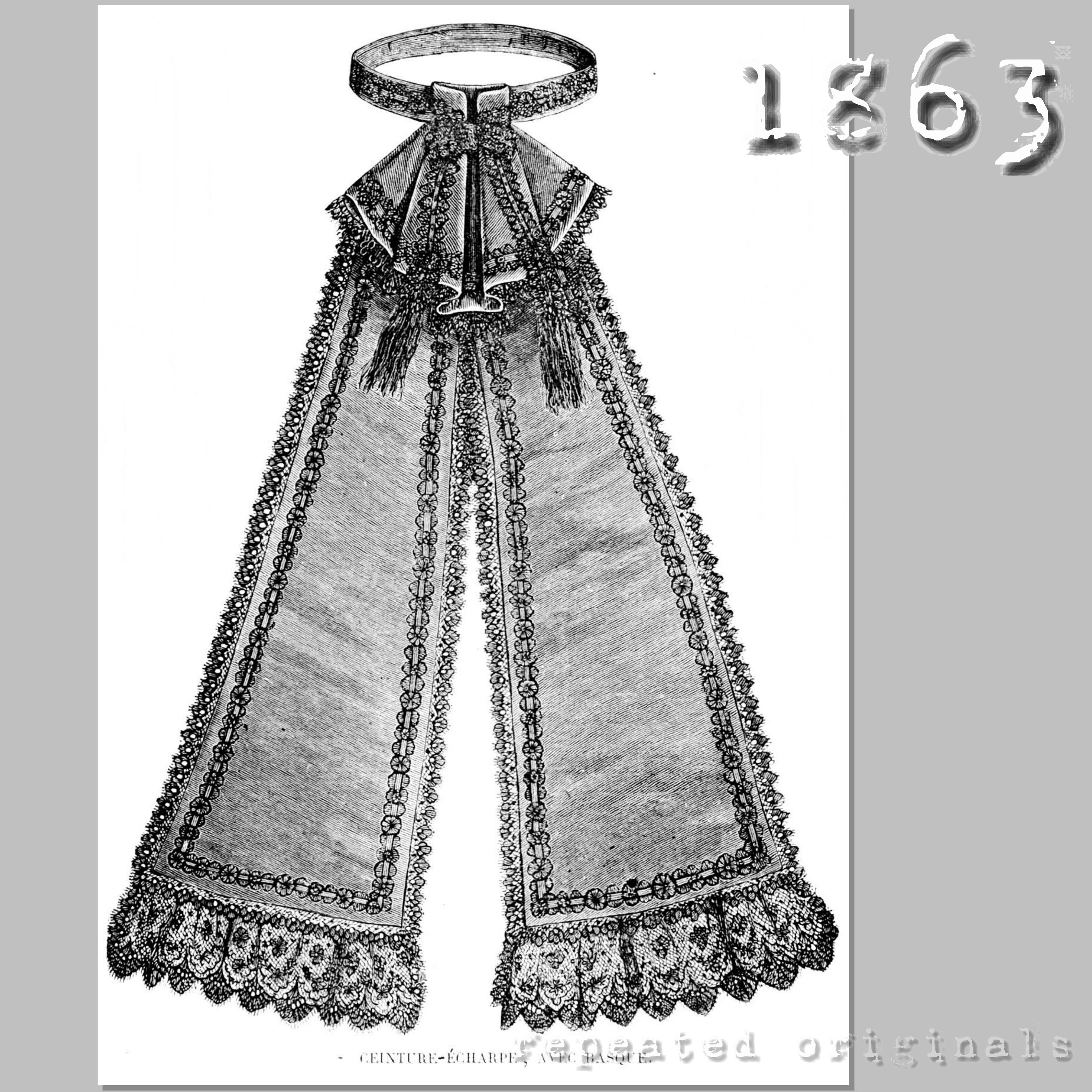 Basque Cowbell Pattern 1863 Sash Belt with Basque Sewing Pattern - INSTANT DOWNLOAD PDF ...