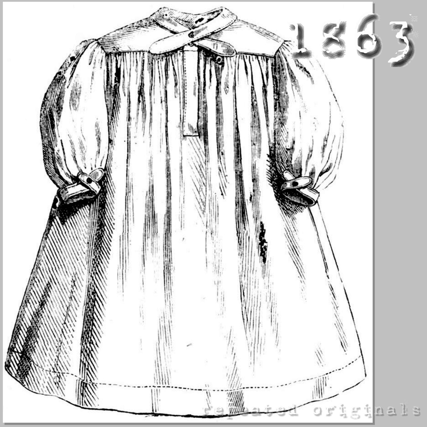 1863 Nightshirt for Girl 1-2 Years Sewing Pattern - INSTANT DOWNLOAD PDF