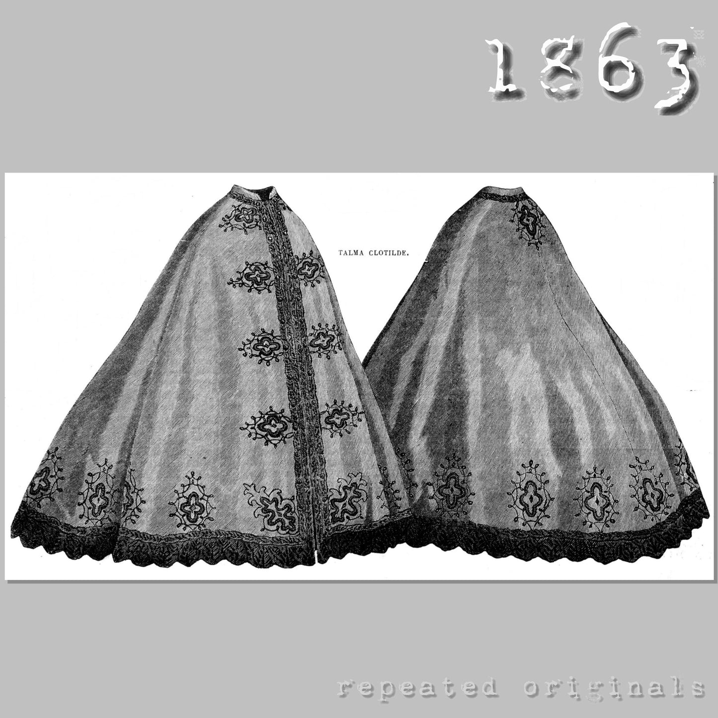 1863 Talma (trimming pattern not included) Sewing Pattern - INSTANT DOWNLOAD PDF