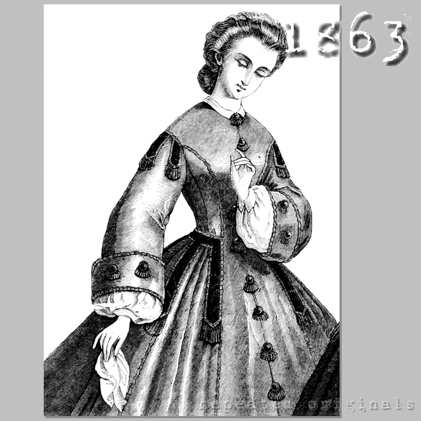 1863 Princess Seamed Robe Sewing Pattern - INSTANT DOWNLOAD PDF