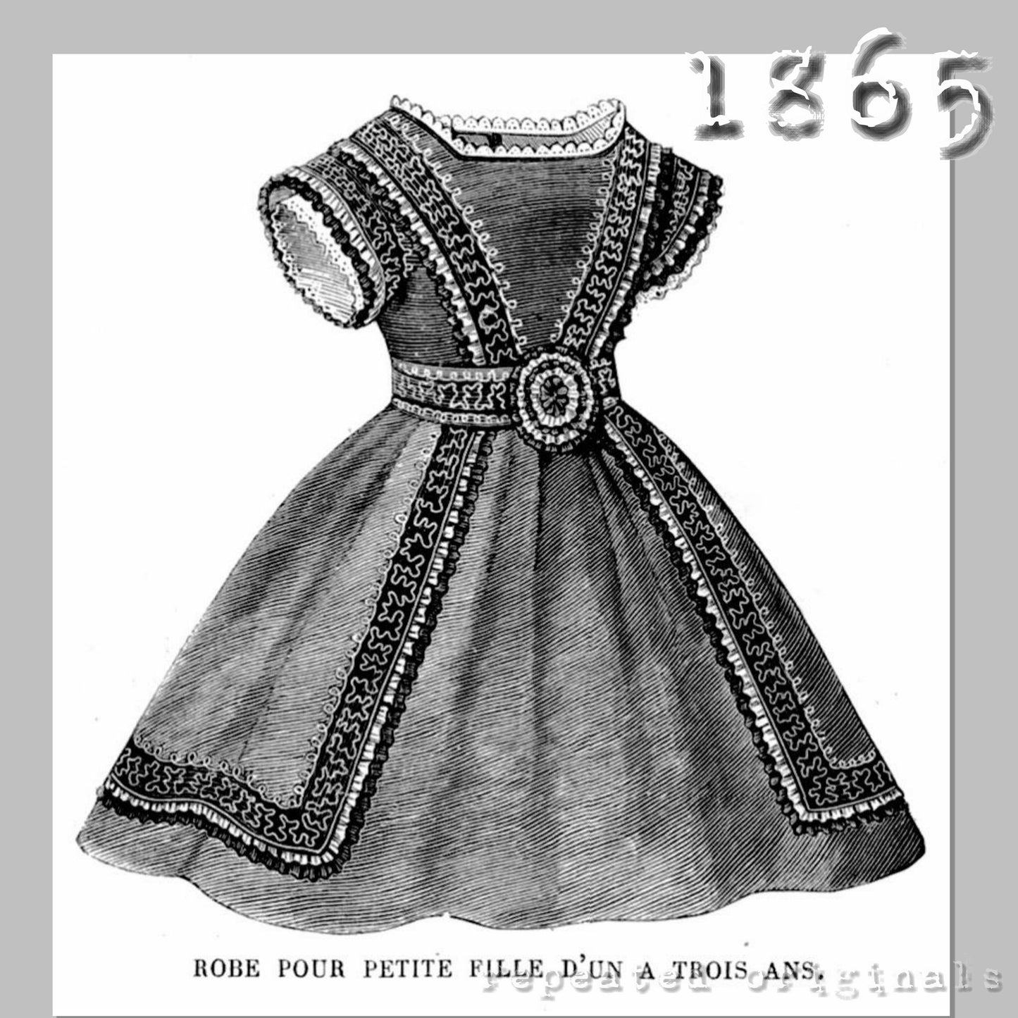 1865 Dress for Girl 1 - 3 Years Sewing Pattern - INSTANT DOWNLOAD PDF