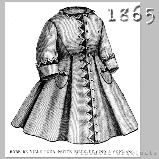 1865 Dress for Girl 2 - 4 Years Sewing Pattern - INSTANT DOWNLOAD PDF