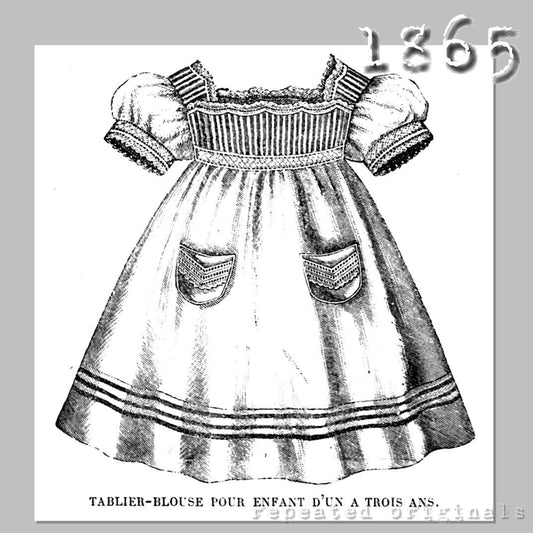 1865 Apron for child 1 - 3 Years Sewing Pattern - INSTANT DOWNLOAD PDF