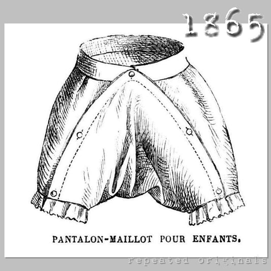 1865 Infant's Pantaloons Sewing Pattern - INSTANT DOWNLOAD PDF