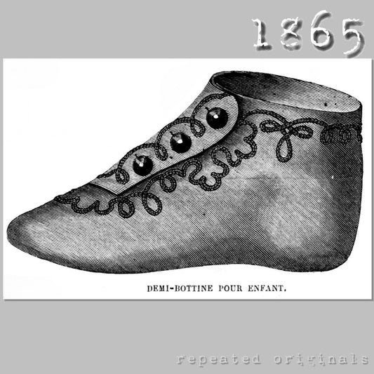 1865 Infant Half Boot Sewing Pattern - INSTANT DOWNLOAD PDF