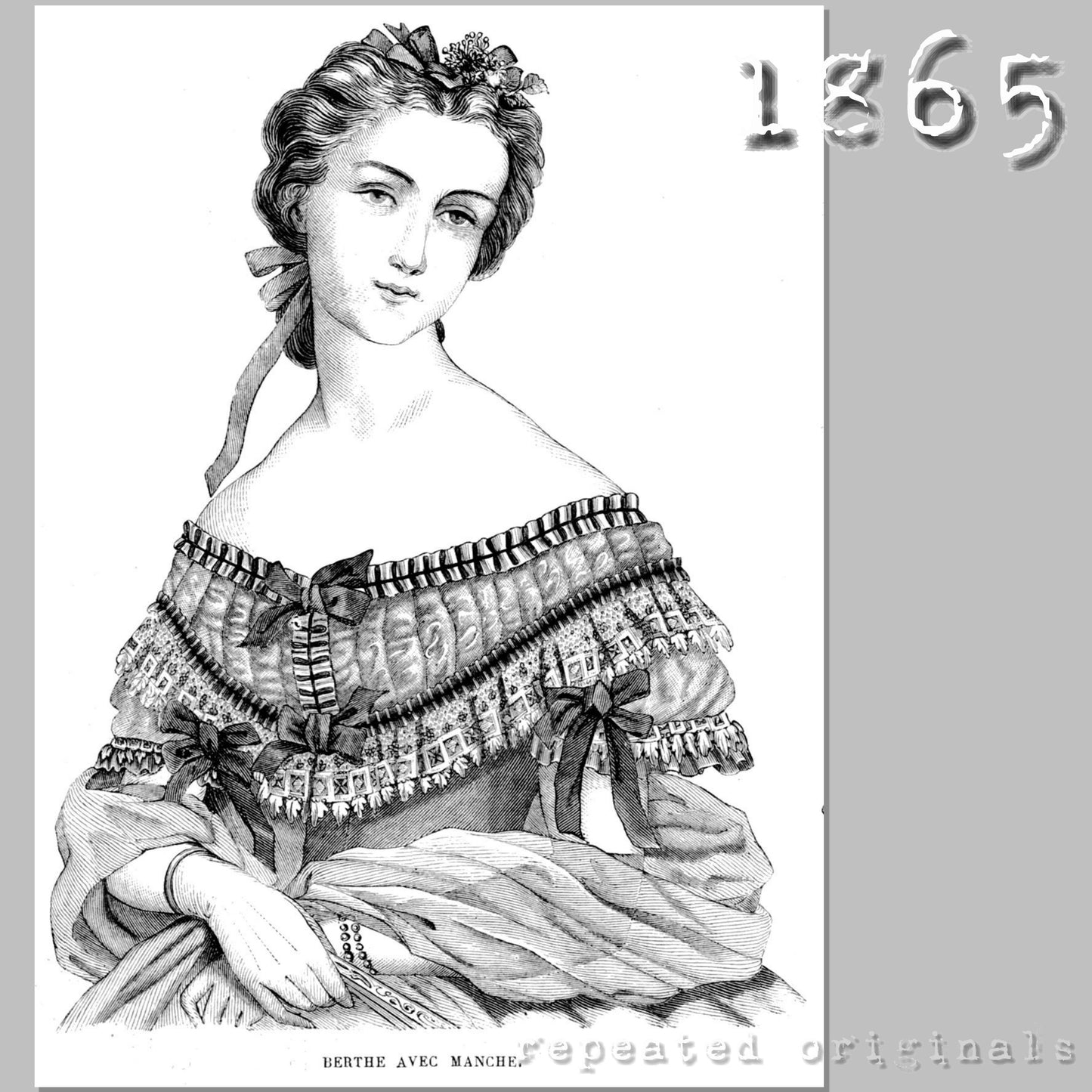 1865 Bertha with Sleeves Sewing Pattern - INSTANT DOWNLOAD PDF