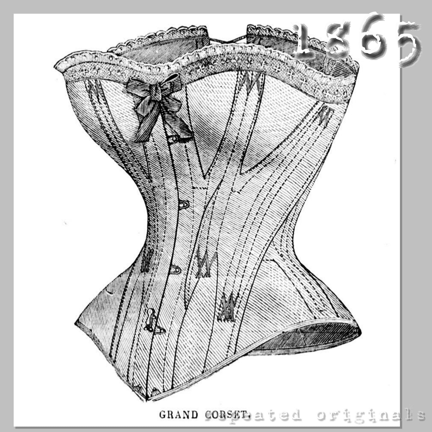 1865 Large Corset Sewing Pattern - INSTANT DOWNLOAD PDF