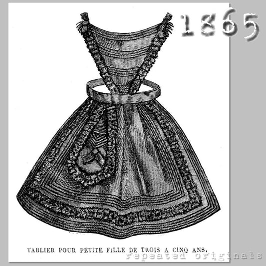 1865 Apron for Girl 3 - 5 Years Sewing Pattern - INSTANT DOWNLOAD PDF
