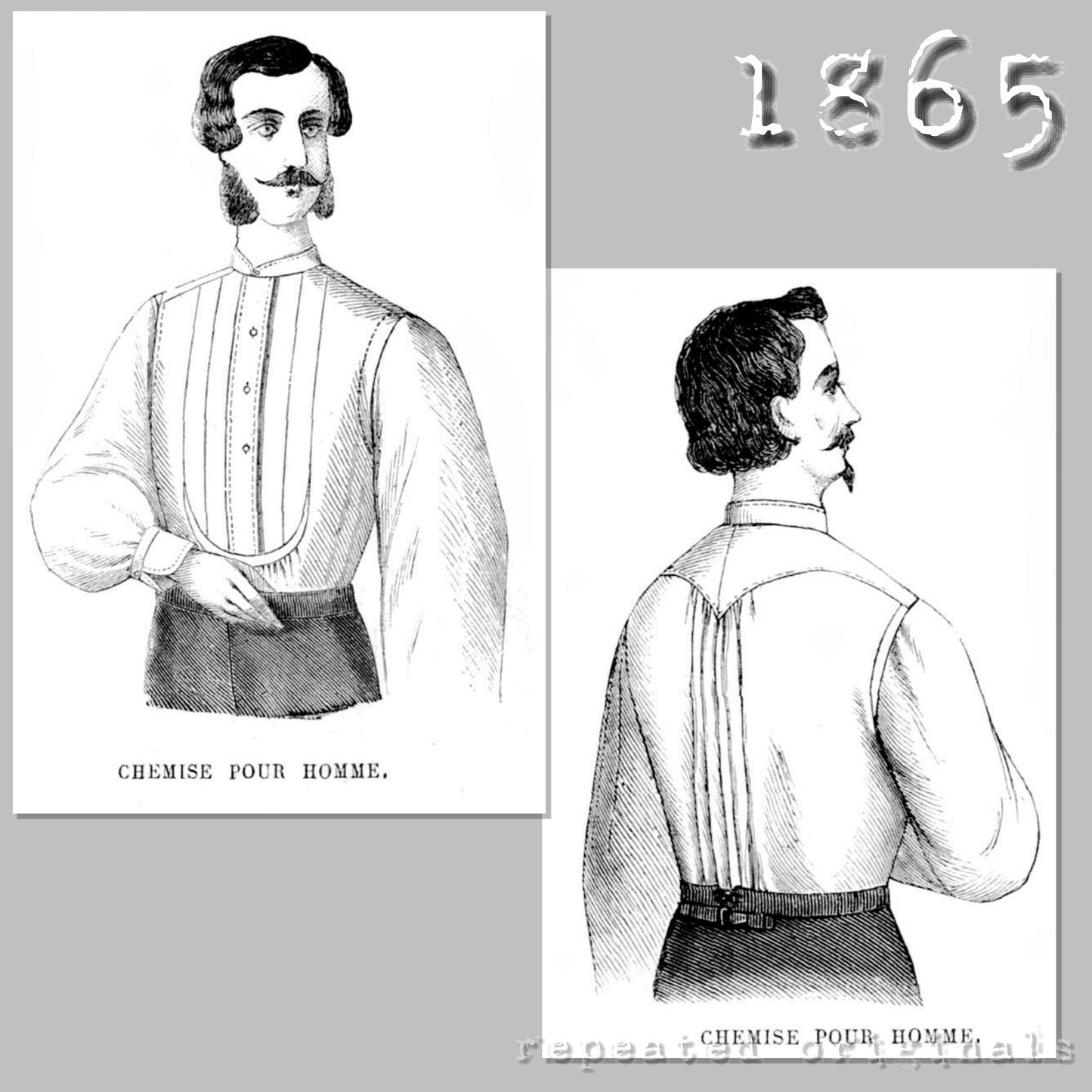 1865 Men's Shirt Sewing Pattern - INSTANT DOWNLOAD PDF