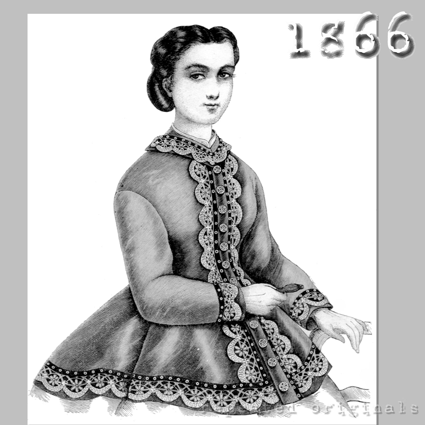 1866 Spring Coat / Pardessus Sewing Pattern - INSTANT DOWNLOAD PDF