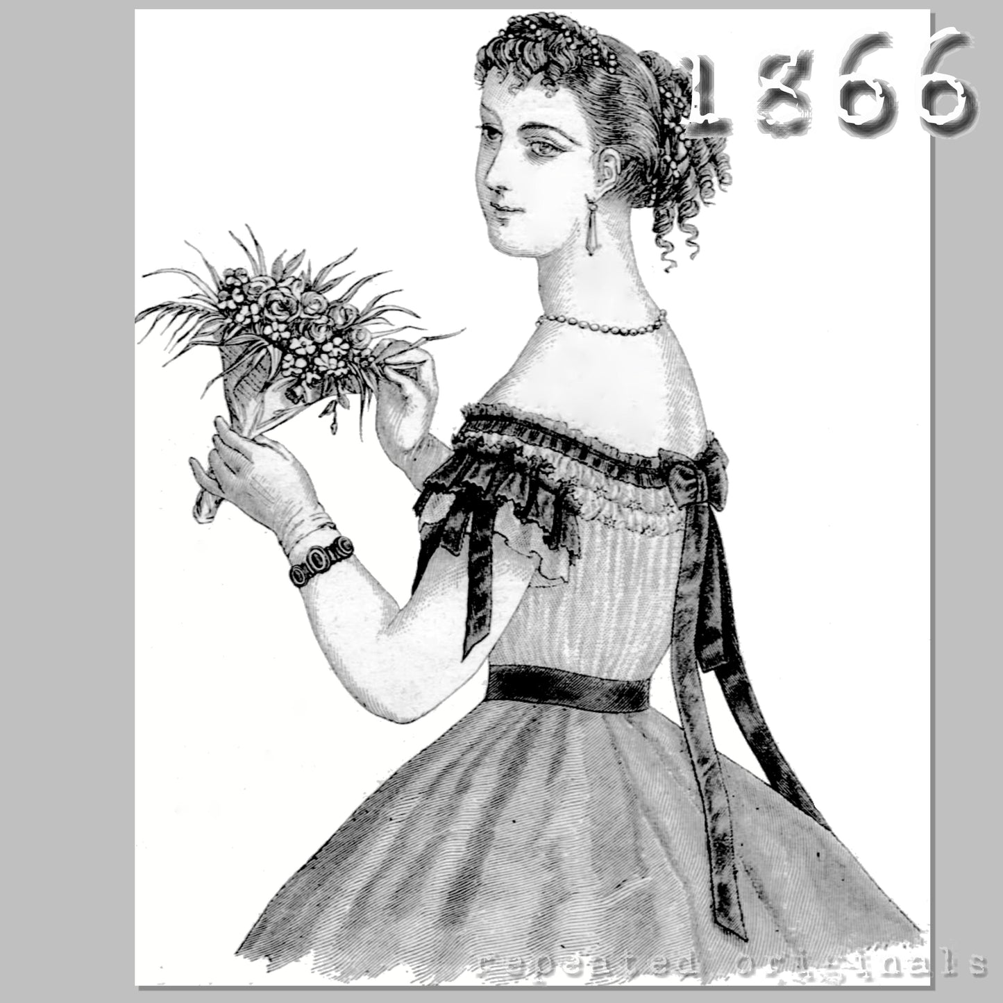 1866 Tulle Bodice for Ball Gown Sewing Pattern - INSTANT DOWNLOAD PDF