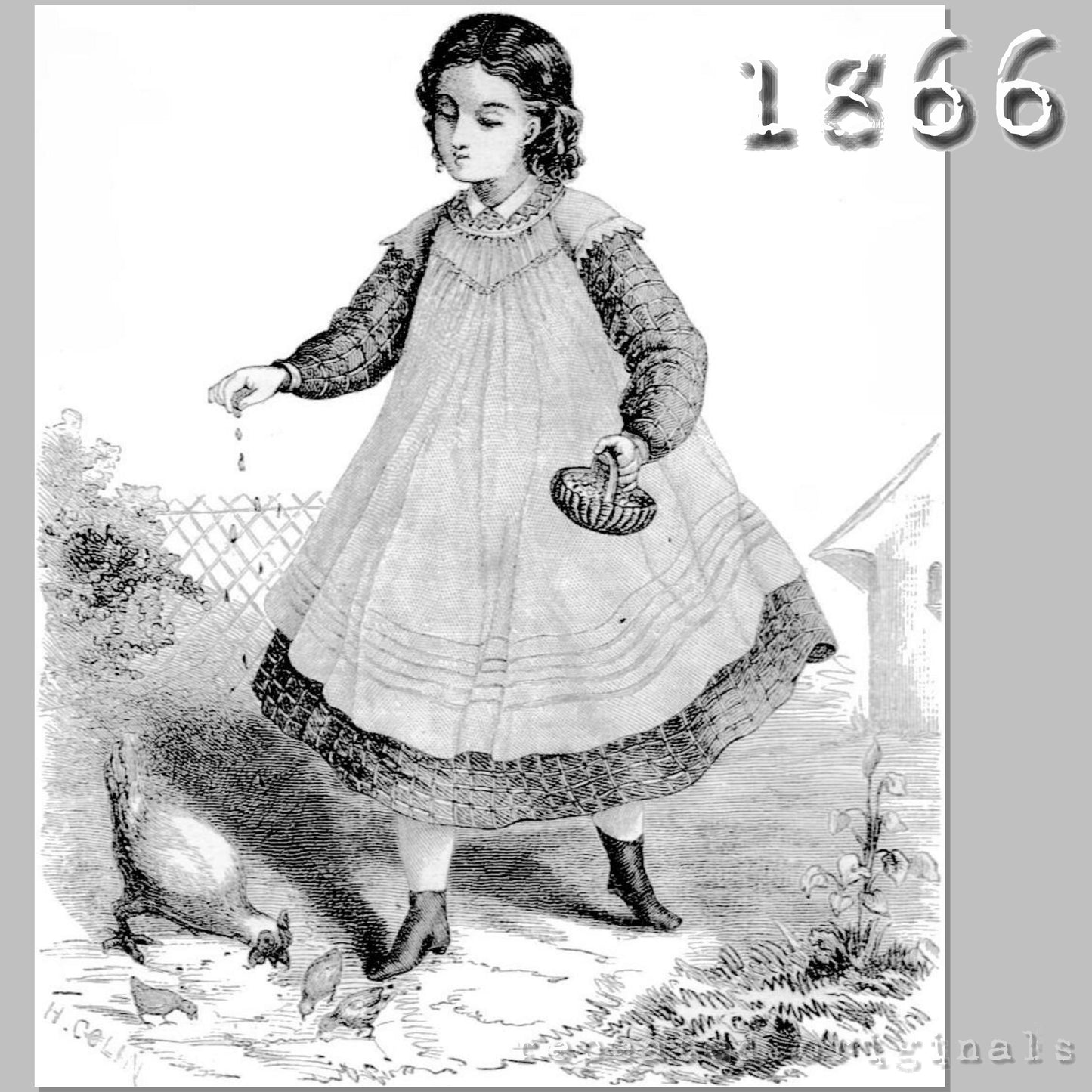1866 Apron for Girl 3 - 5 Years