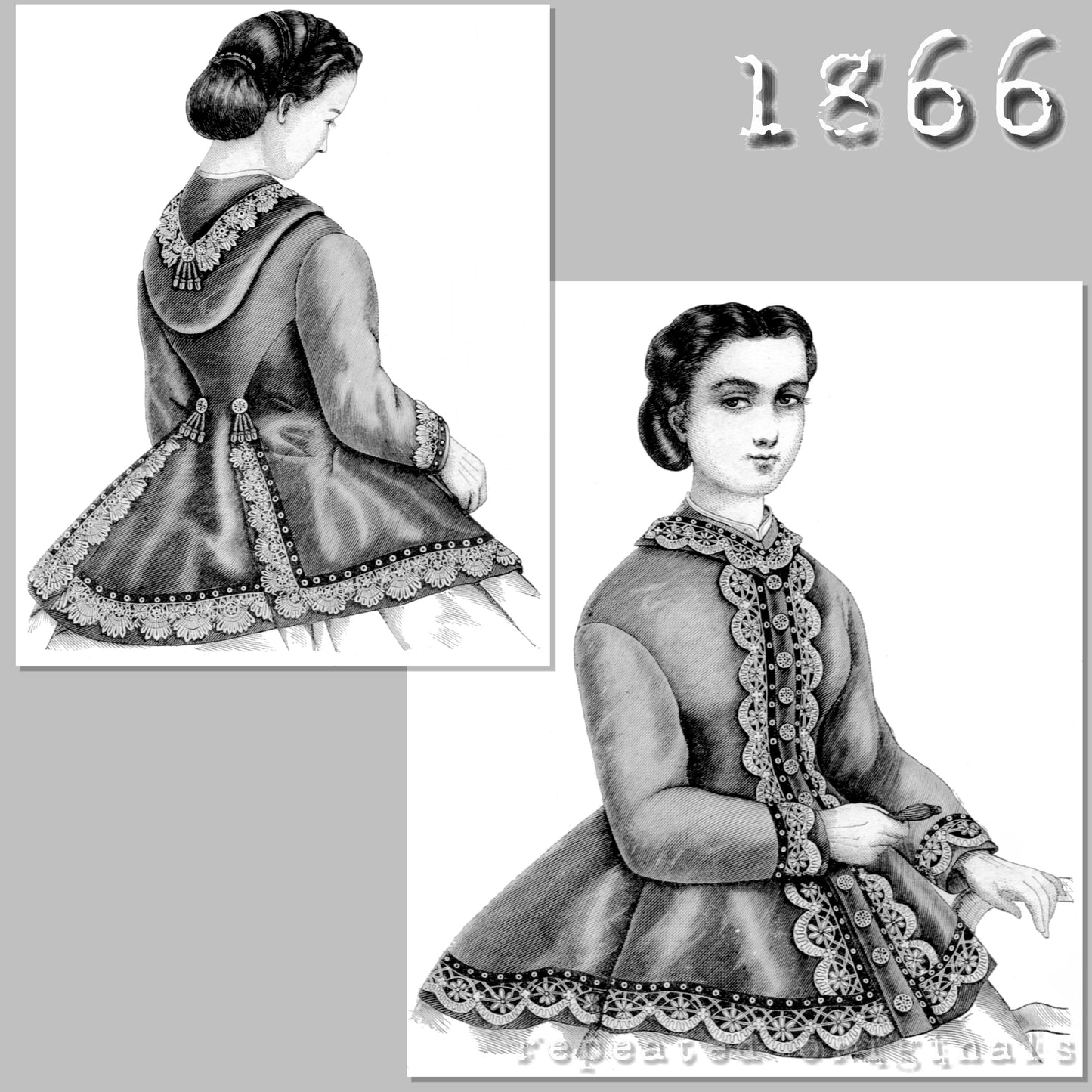 1866 Spring Coat / Pardessus Sewing Pattern - INSTANT DOWNLOAD PDF