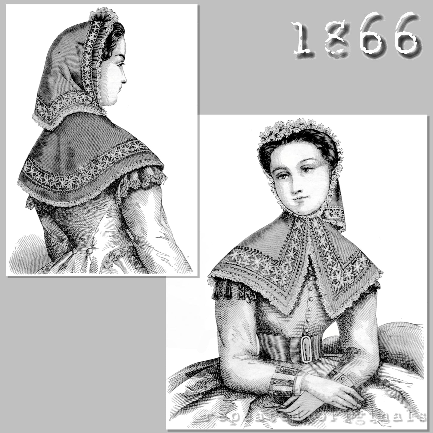 1866 Capuchon-fanchon Sewing Pattern - INSTANT DOWNLOAD PDF
