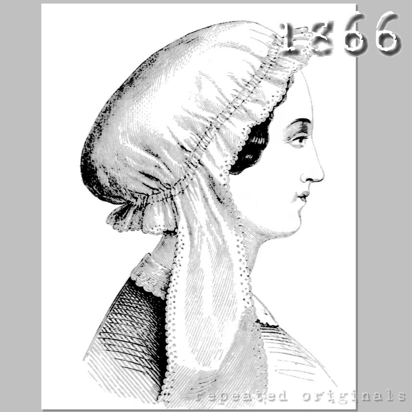 1866 Ladies' Nightcap Sewing Pattern - INSTANT DOWNLOAD PDF