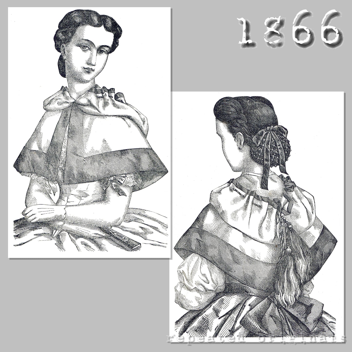 1866 Pelerine with Hood Sewing Pattern - INSTANT DOWNLOAD PDF