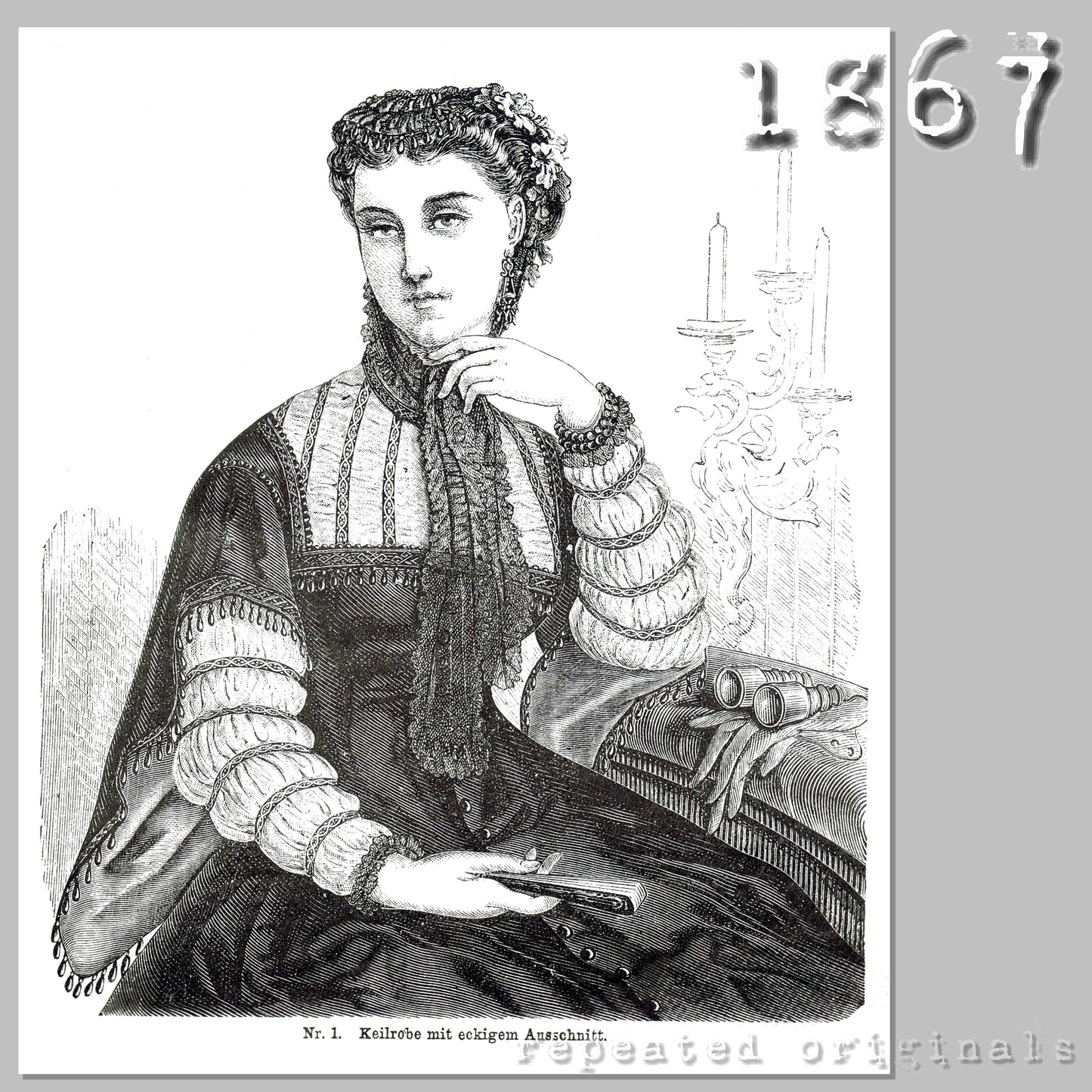 1867 Tapered Robe with Medievil Sleeves Sewing Pattern - INSTANT DOWNLOAD PDF