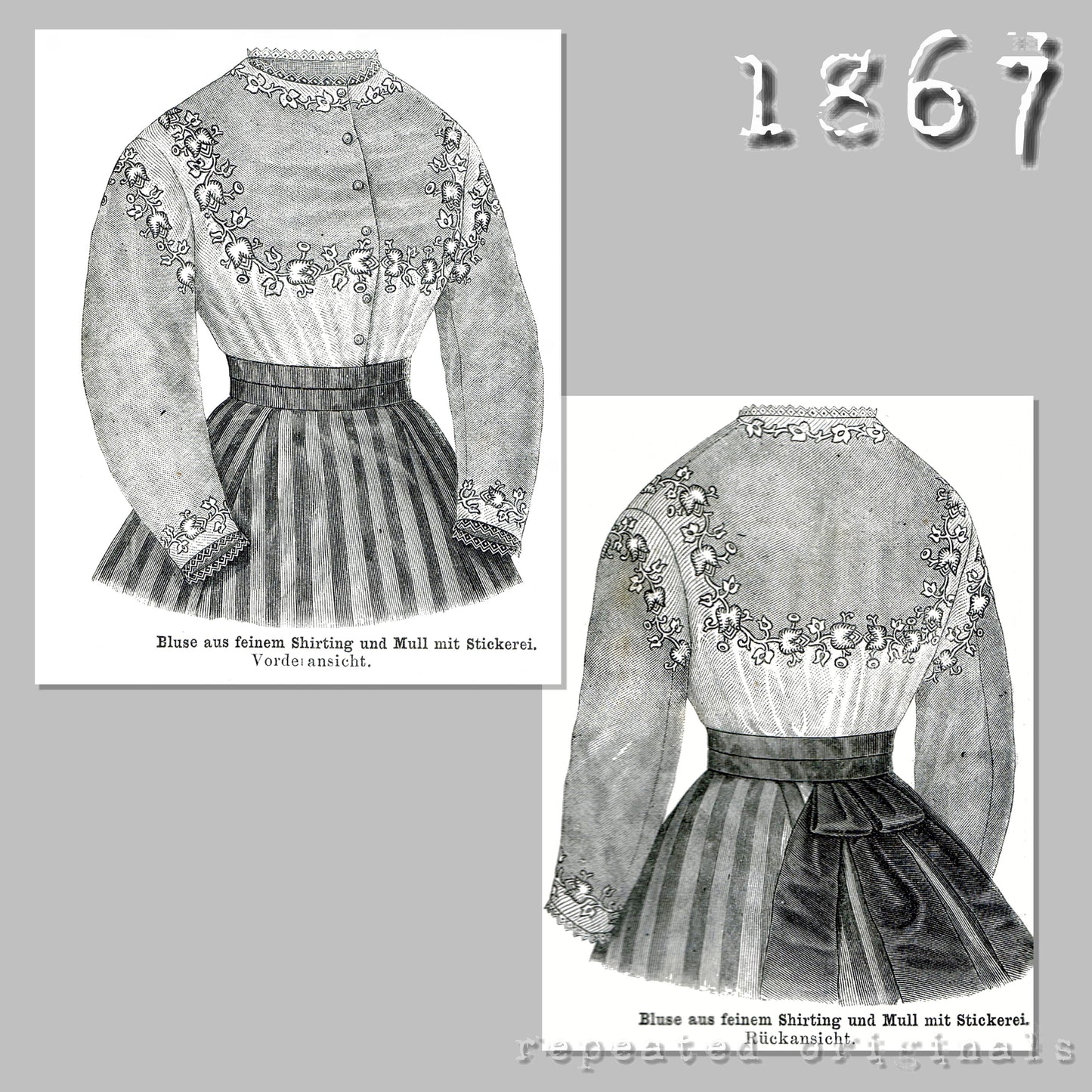 1867 Embroidered Blouse Sewing Pattern - INSTANT DOWNLOAD PDF