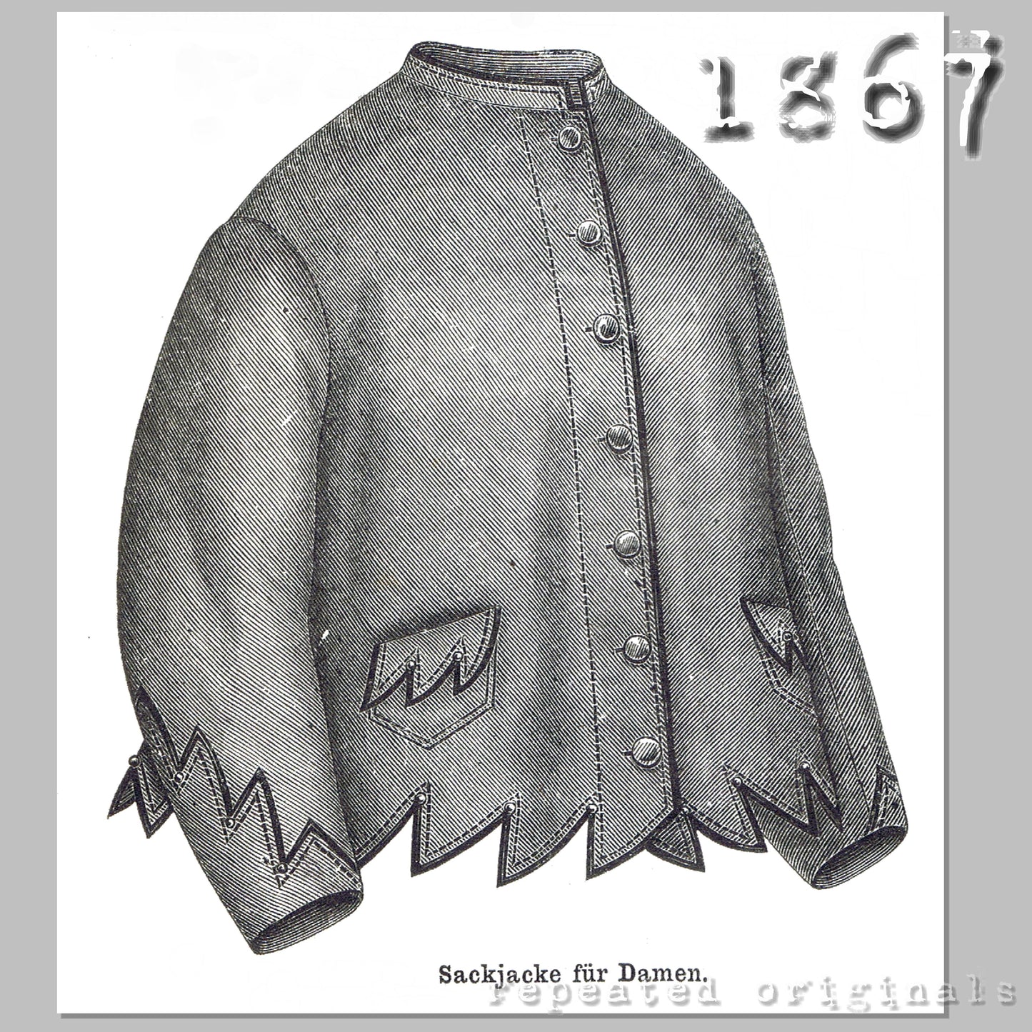 1867 House Pelerine for Older Lady (Sack Jacket) Sewing Pattern - INSTANT DOWNLOAD PDF