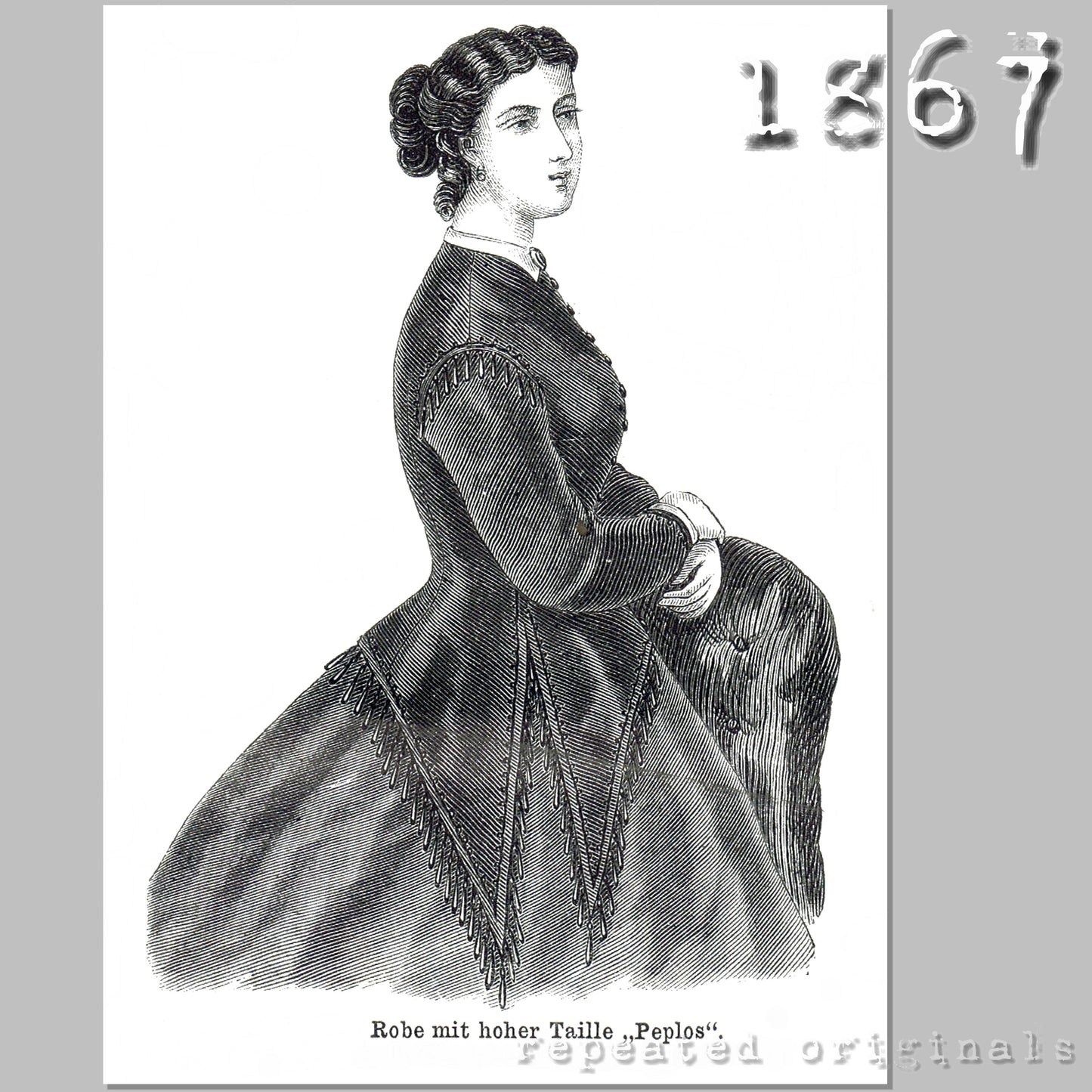1867 Bodice with High Waist Sewing Pattern - INSTANT DOWNLOAD PDF