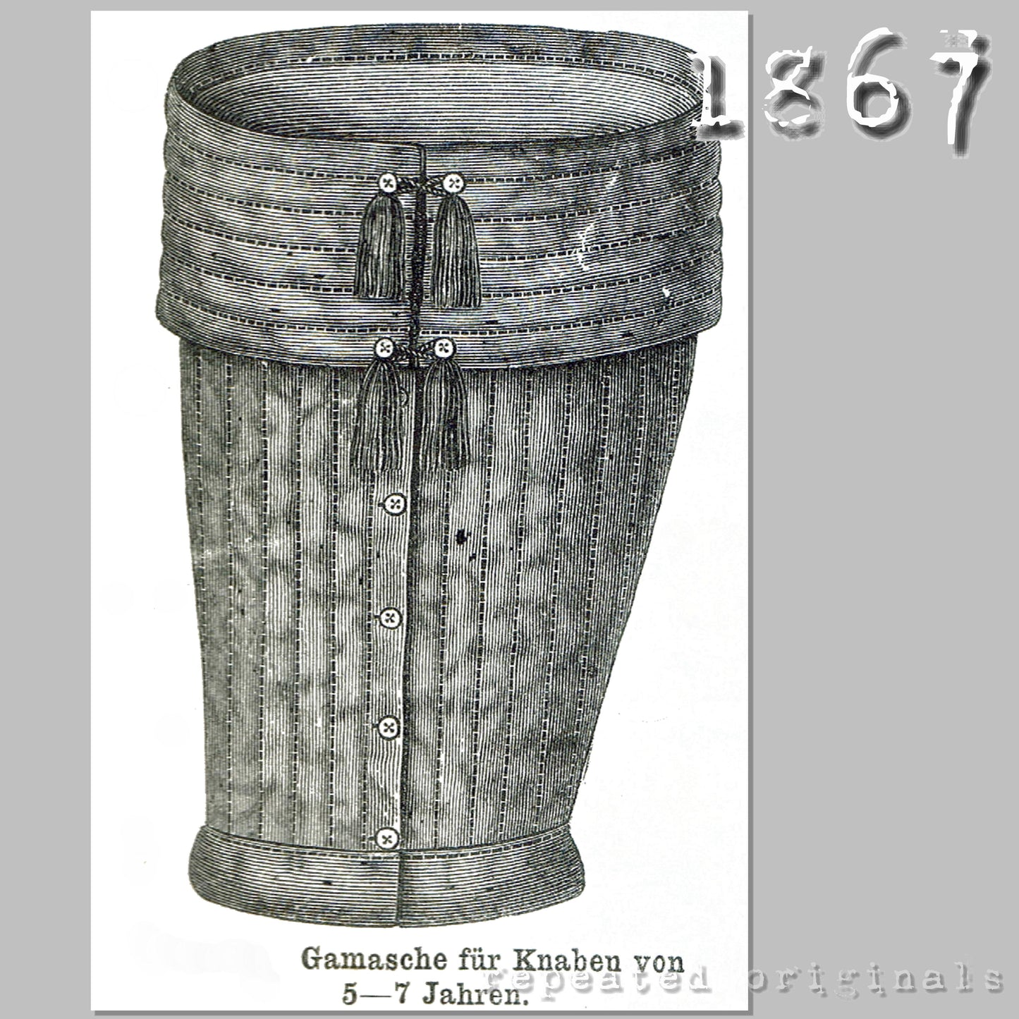 1867 Gaiter for Boy 5 to 7 Sewing Pattern - INSTANT DOWNLOAD PDF