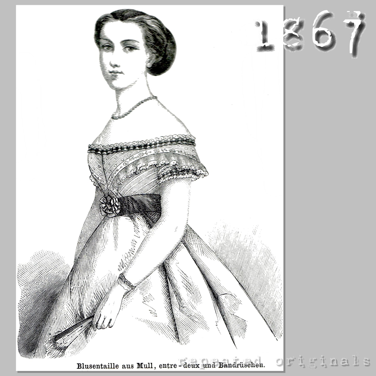 1867 Ball Blouse with entre-deux and ruffles Sewing Pattern - INSTANT DOWNLOAD PDF