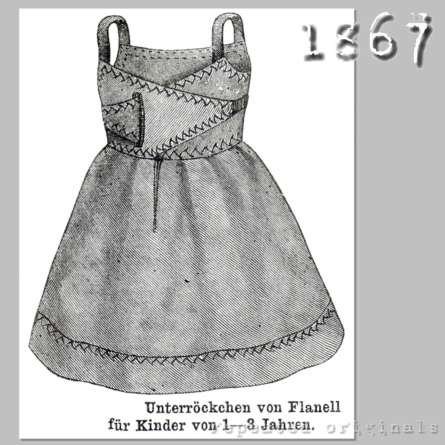 1867 Flannel Petticoat Sewing Pattern - INSTANT DOWNLOAD PDF