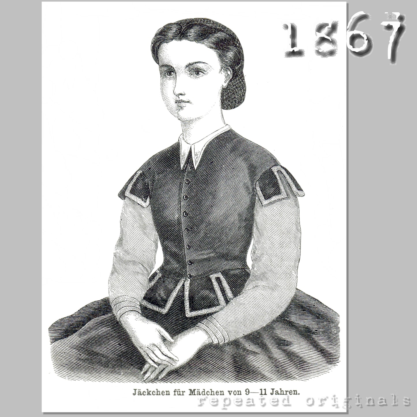 1867 Vest Jacket for girl 9 to 11 Sewing Pattern - INSTANT DOWNLOAD PDF