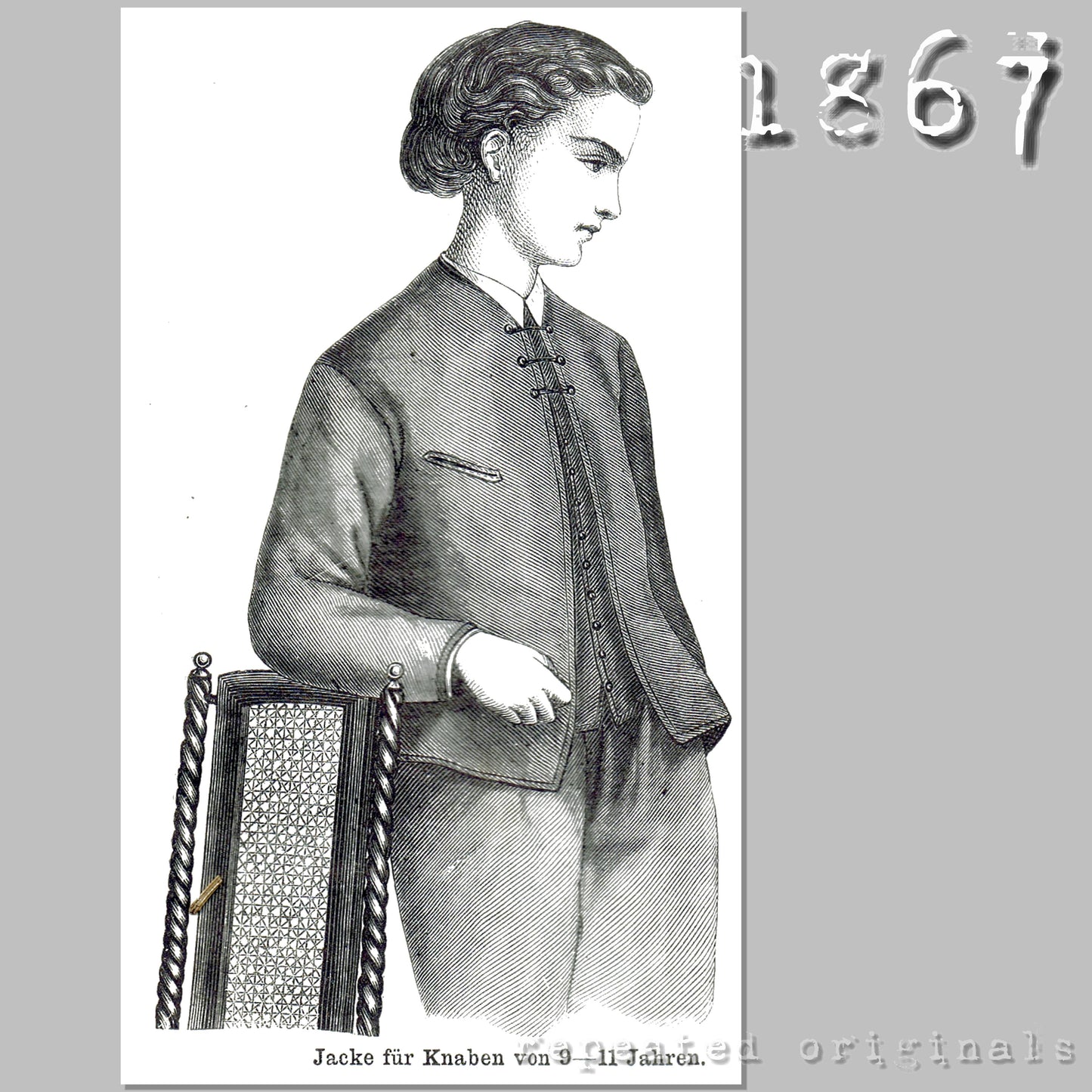 1867 Jacket for Boy 9 to 11 Years Sewing Pattern - INSTANT DOWNLOAD PDF