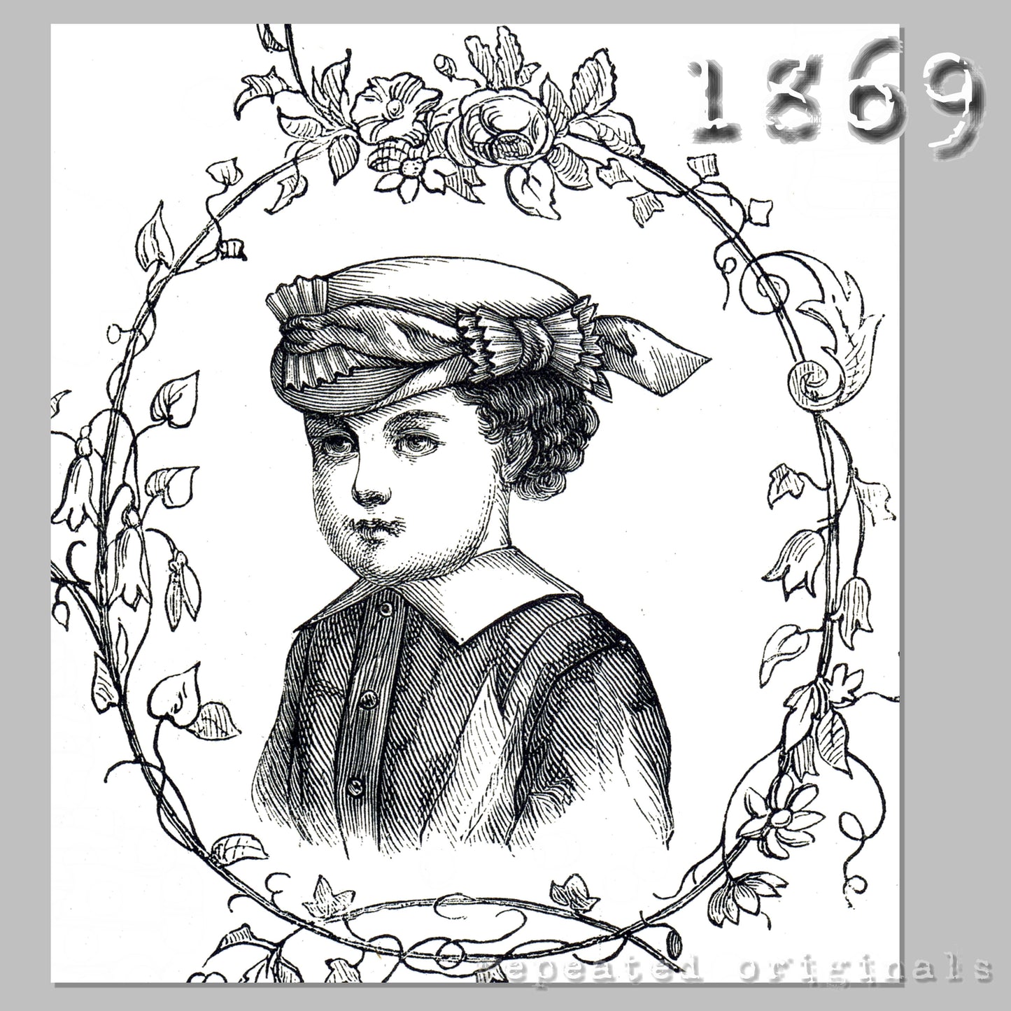 1869 Hats for Children under 2 years Sewing Pattern - INSTANT DOWNLOAD PDF