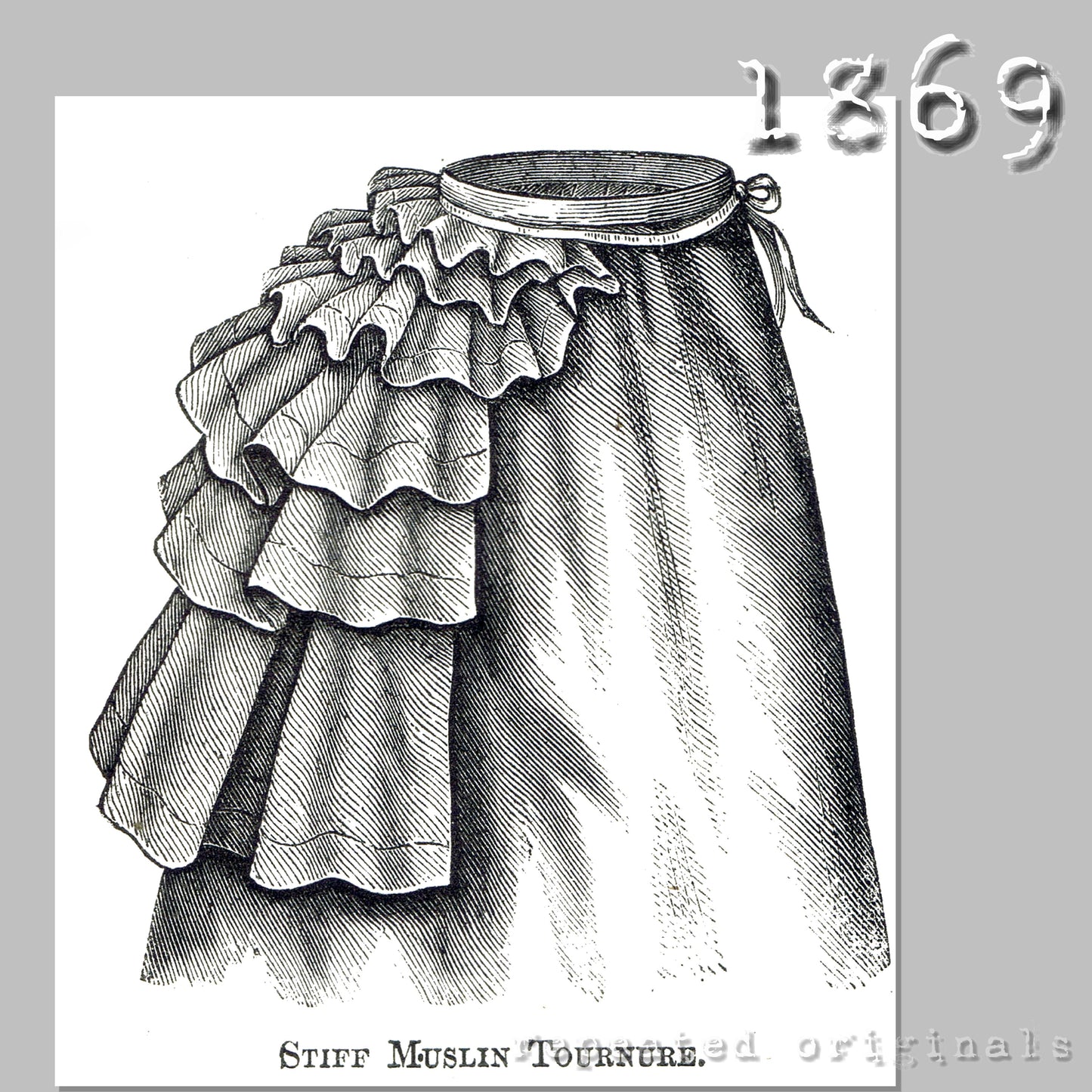 1869 Stiff Muslin Tournure Sewing Pattern - INSTANT DOWNLOAD PDF