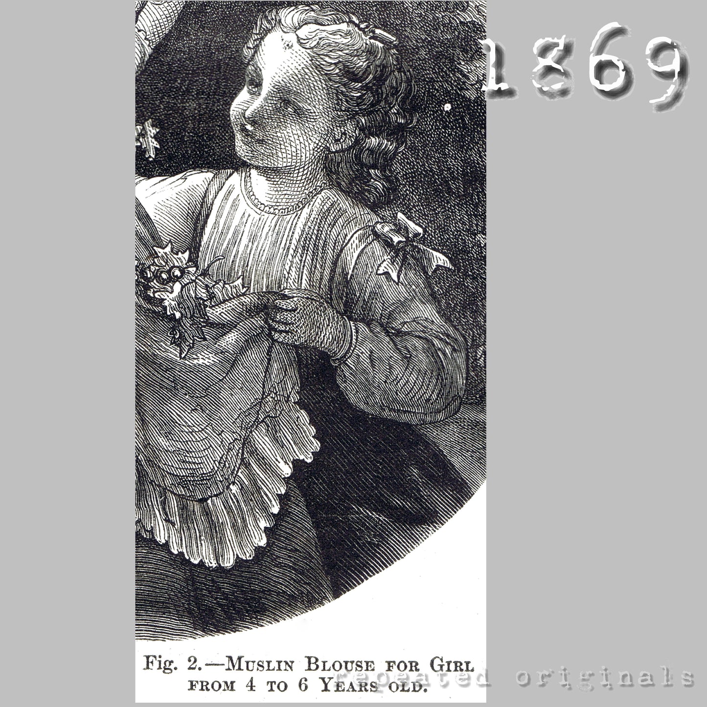 1869 Blouse for Girl 2 - 4 Years Sewing Pattern - INSTANT DOWNLOAD PDF