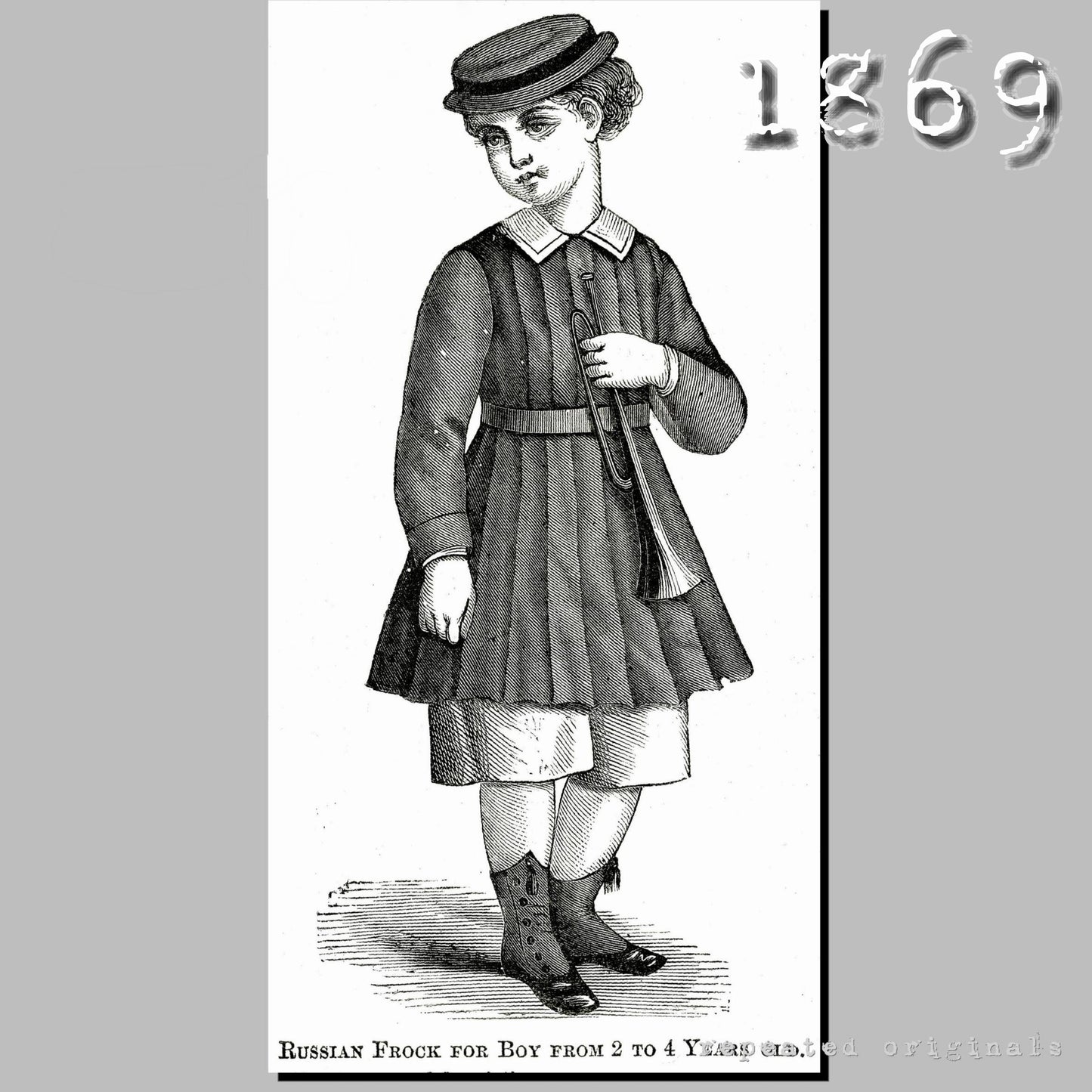 1869 Russian Frock for Boy 2 to 4 Years Sewing Pattern - INSTANT DOWNLOAD PDF