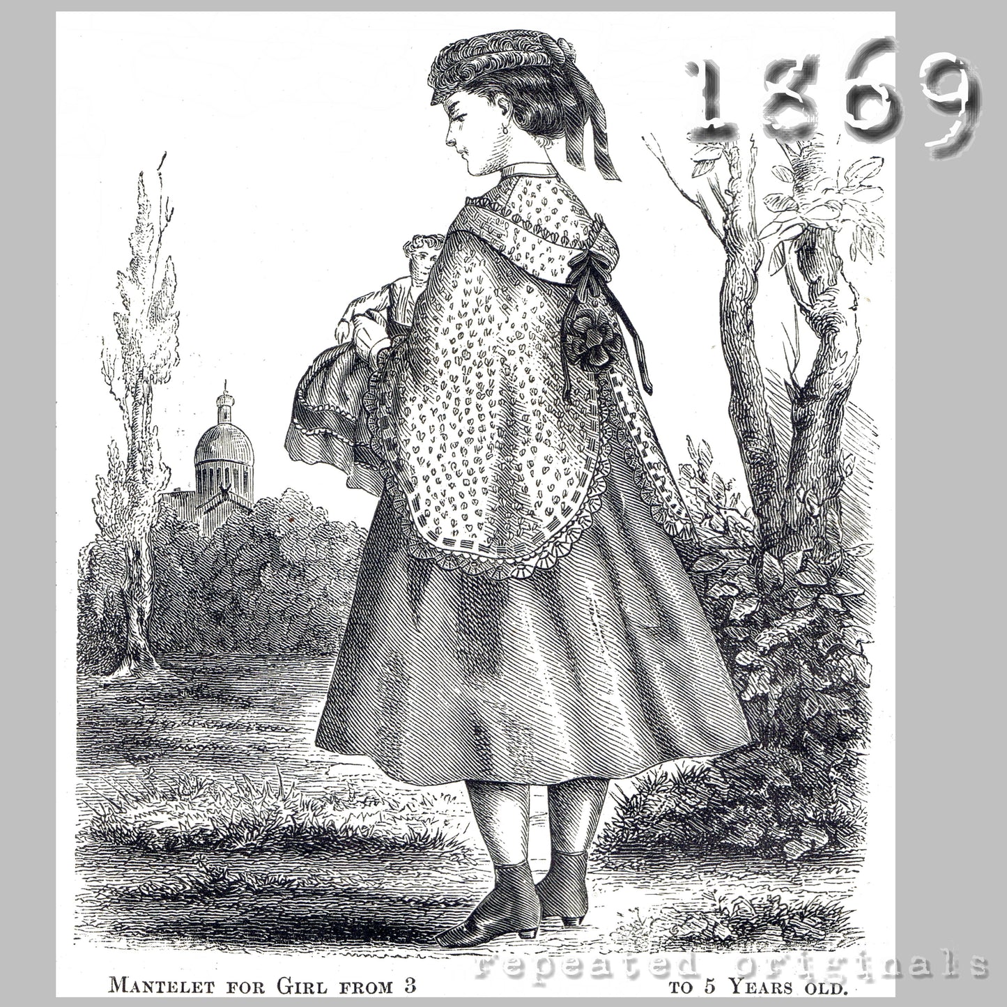 1869 Mantelet for Girls 3 -5 Years Sewing Pattern - INSTANT DOWNLOAD PDF