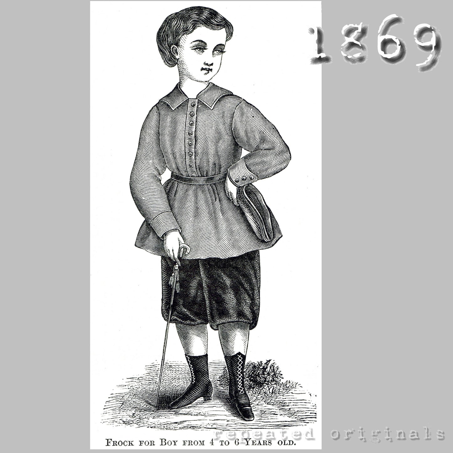 1869 Frock for Boy 4-6 Years Sewing Pattern - INSTANT DOWNLOAD PDF