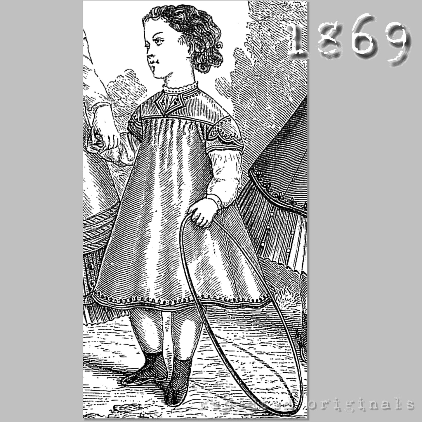 1869 Apron for Girls 2 to 4 Years Sewing Pattern - INSTANT DOWNLOAD PDF