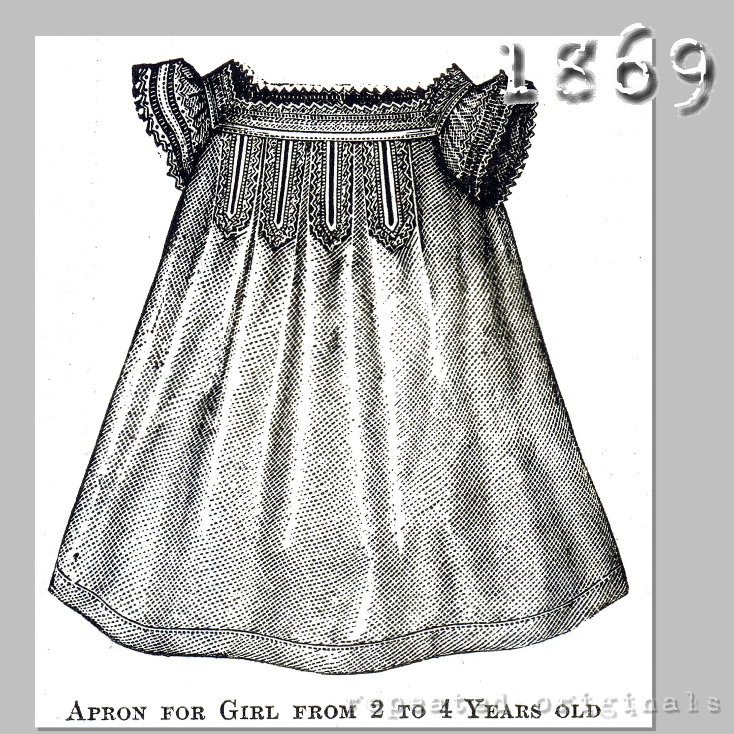 1869 Apron for a Girl 2 -4 Years Sewing Pattern - INSTANT DOWNLOAD PDF