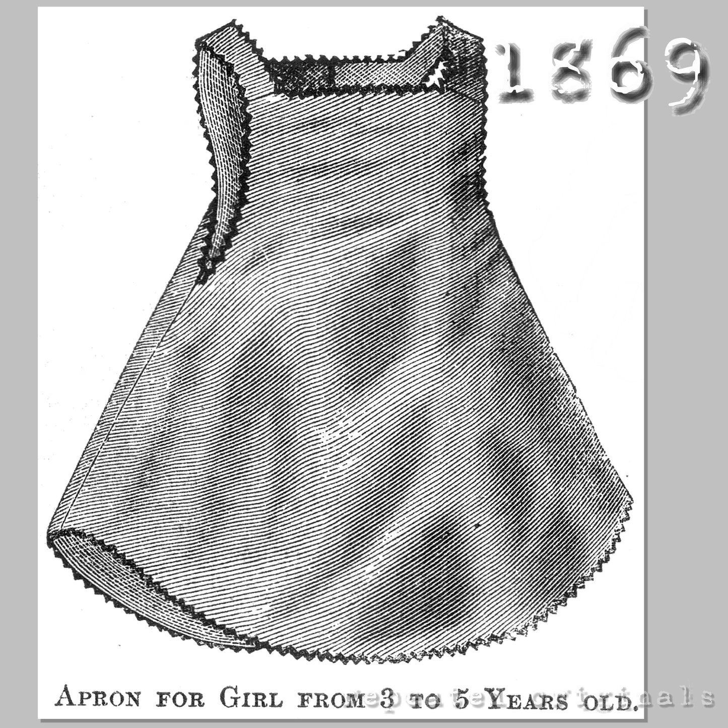 1869 Apron for Girl 3 to 5 Years Sewing Pattern - INSTANT DOWNLOAD PDF