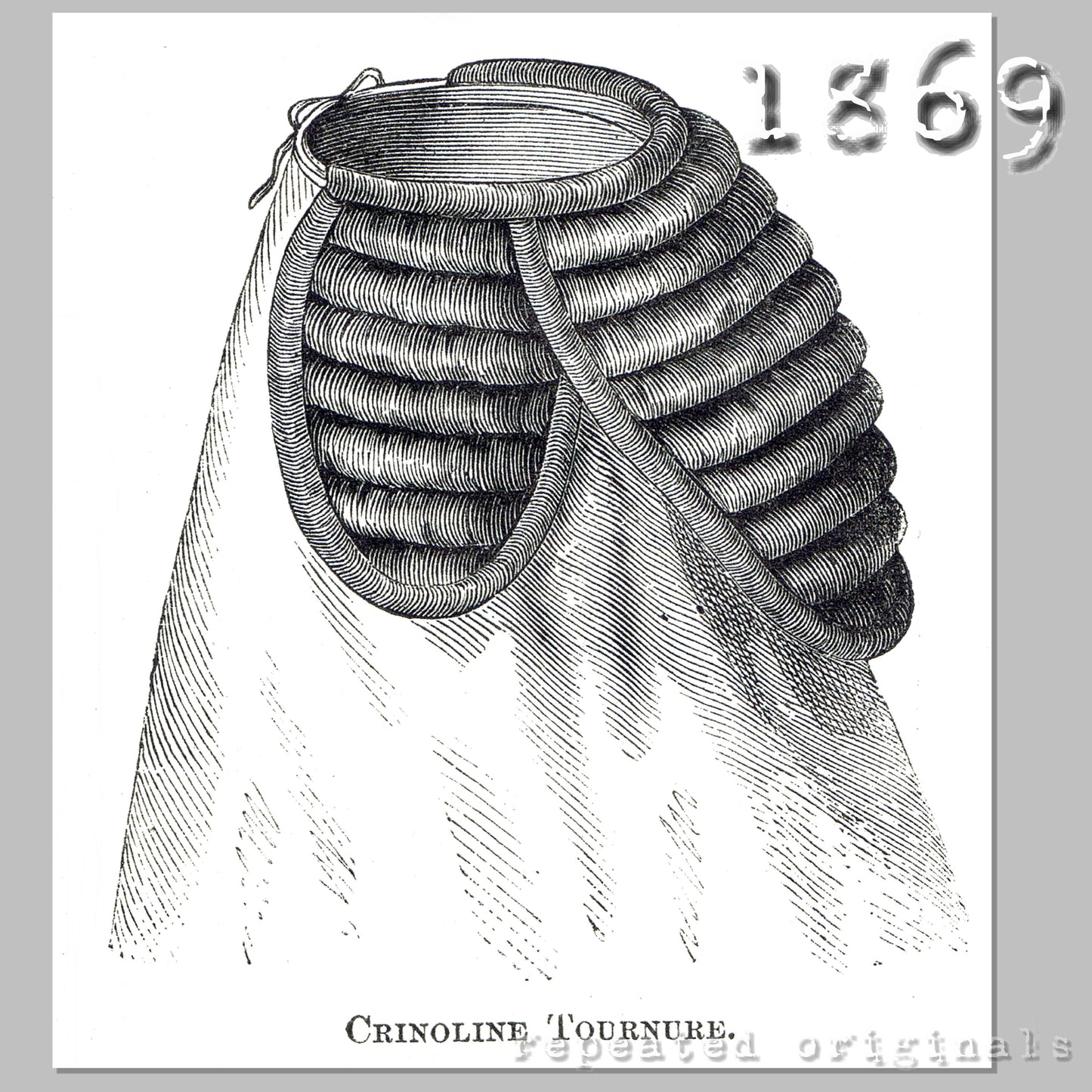 1869 Crinoline Tournure Sewing Pattern - INSTANT DOWNLOAD PDF