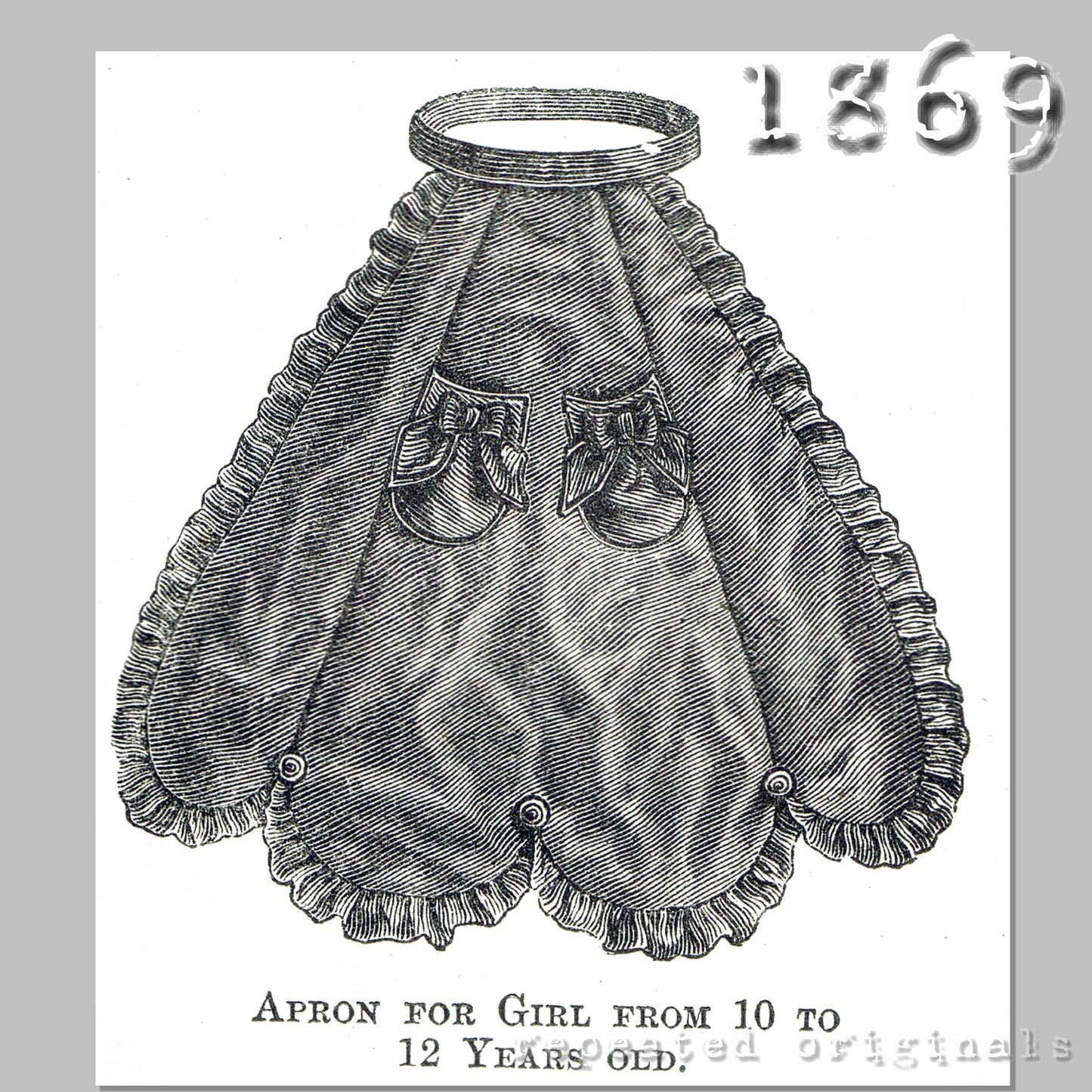 1869 Apron for Girl 10 - 12 Years Sewing Pattern - INSTANT DOWNLOAD PDF