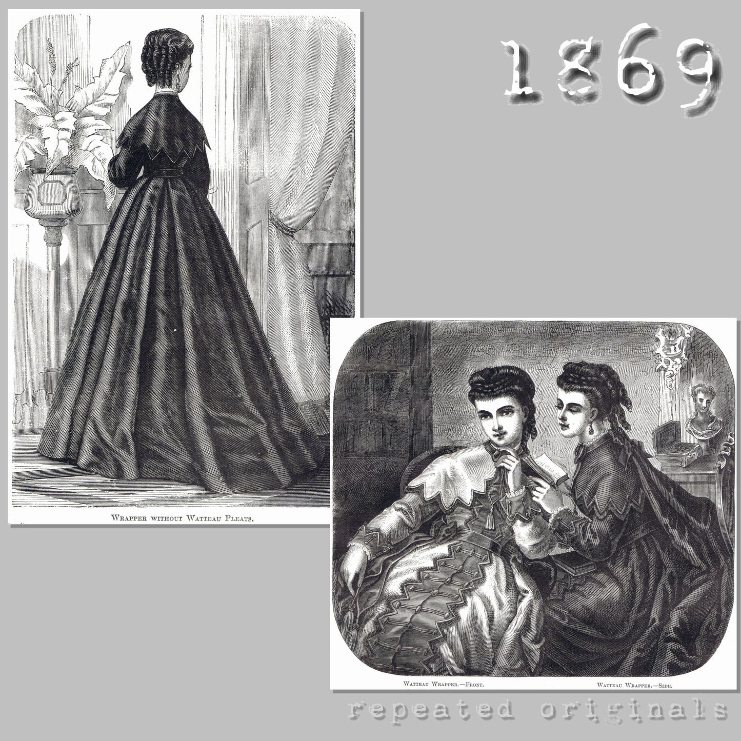 1869 Watteau Wrapper Sewing Pattern - INSTANT DOWNLOAD PDF