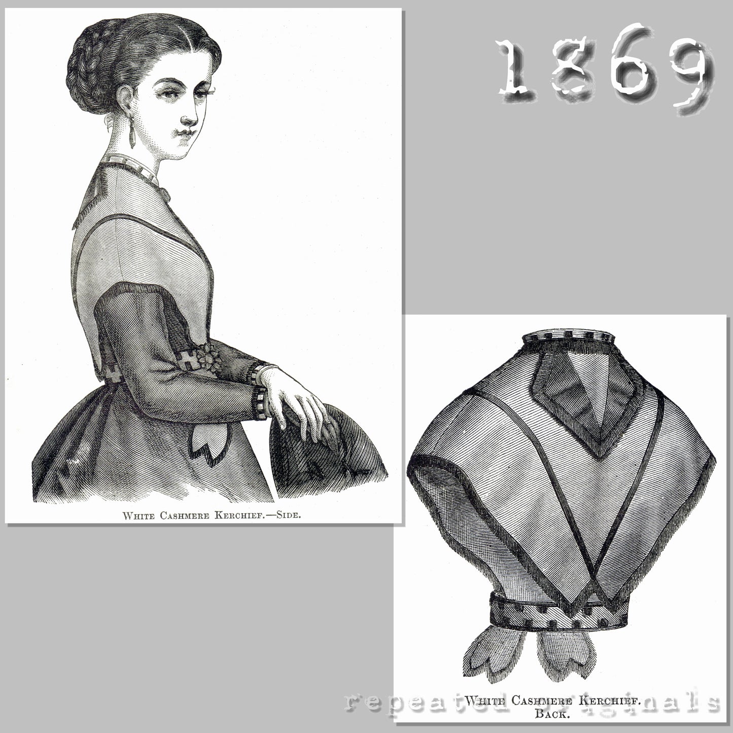 1869 White Cashmere Over-Bodice Sewing Pattern - INSTANT DOWNLOAD PDF