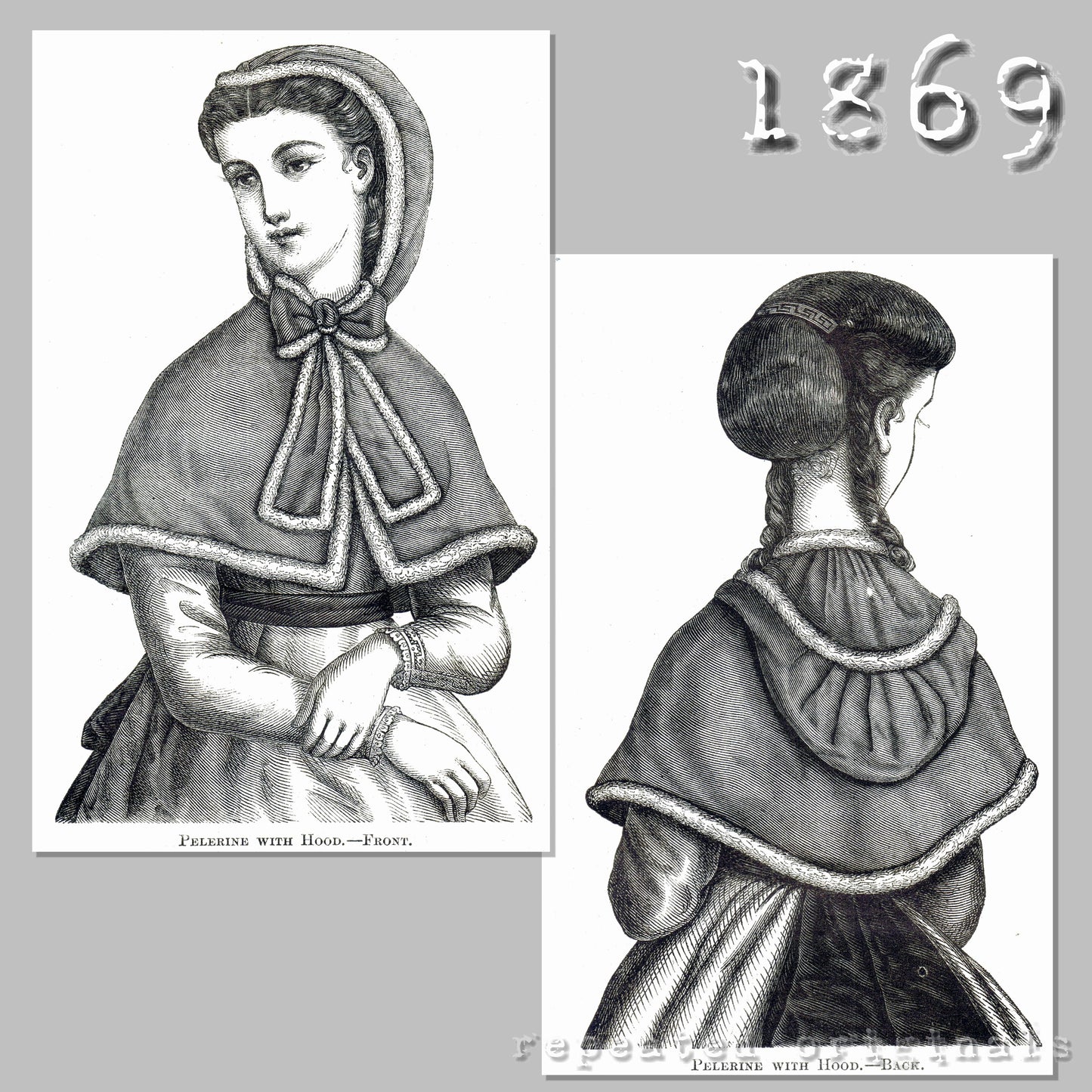 1869 Cape with Hood Sewing Pattern - INSTANT DOWNLOAD PDF