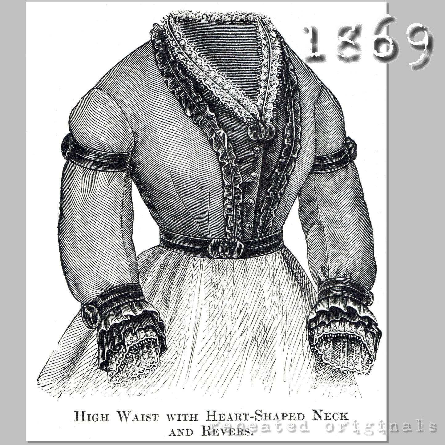 1869 High Waist Bodice with Variations Sewing Pattern - INSTANT DOWNLOAD PDF