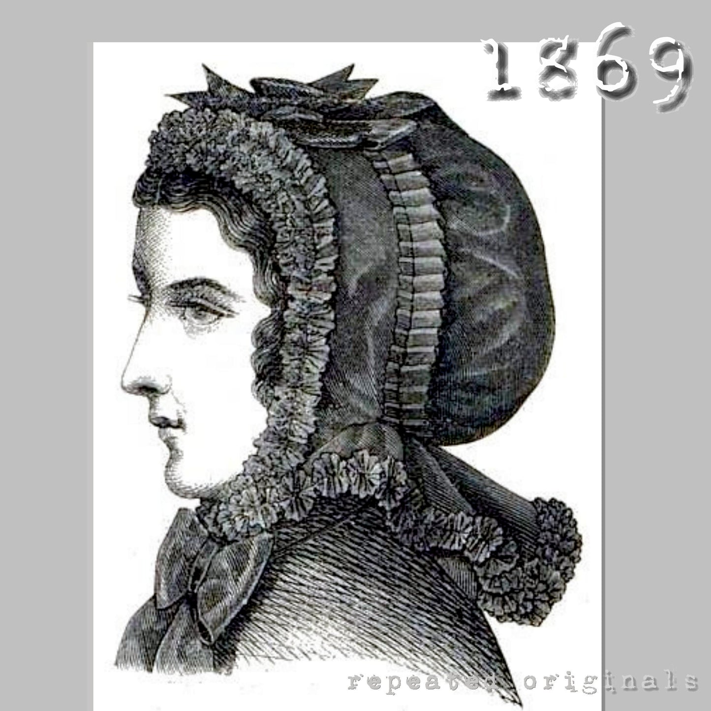 1869 Hood for Elderly Lady Sewing Pattern - INSTANT DOWNLOAD PDF