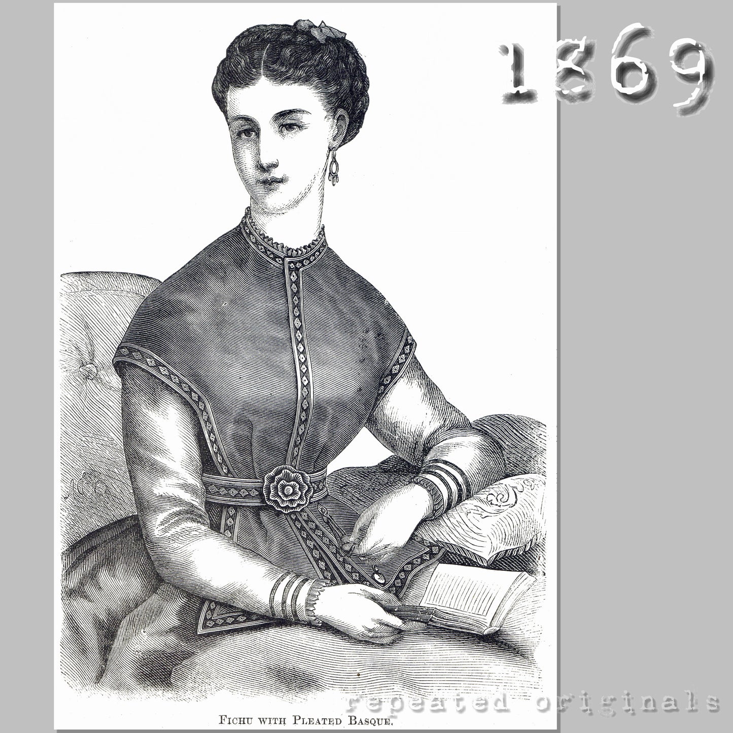 1869 Fichu with Pleated Basque Sewing Pattern - INSTANT DOWNLOAD PDF